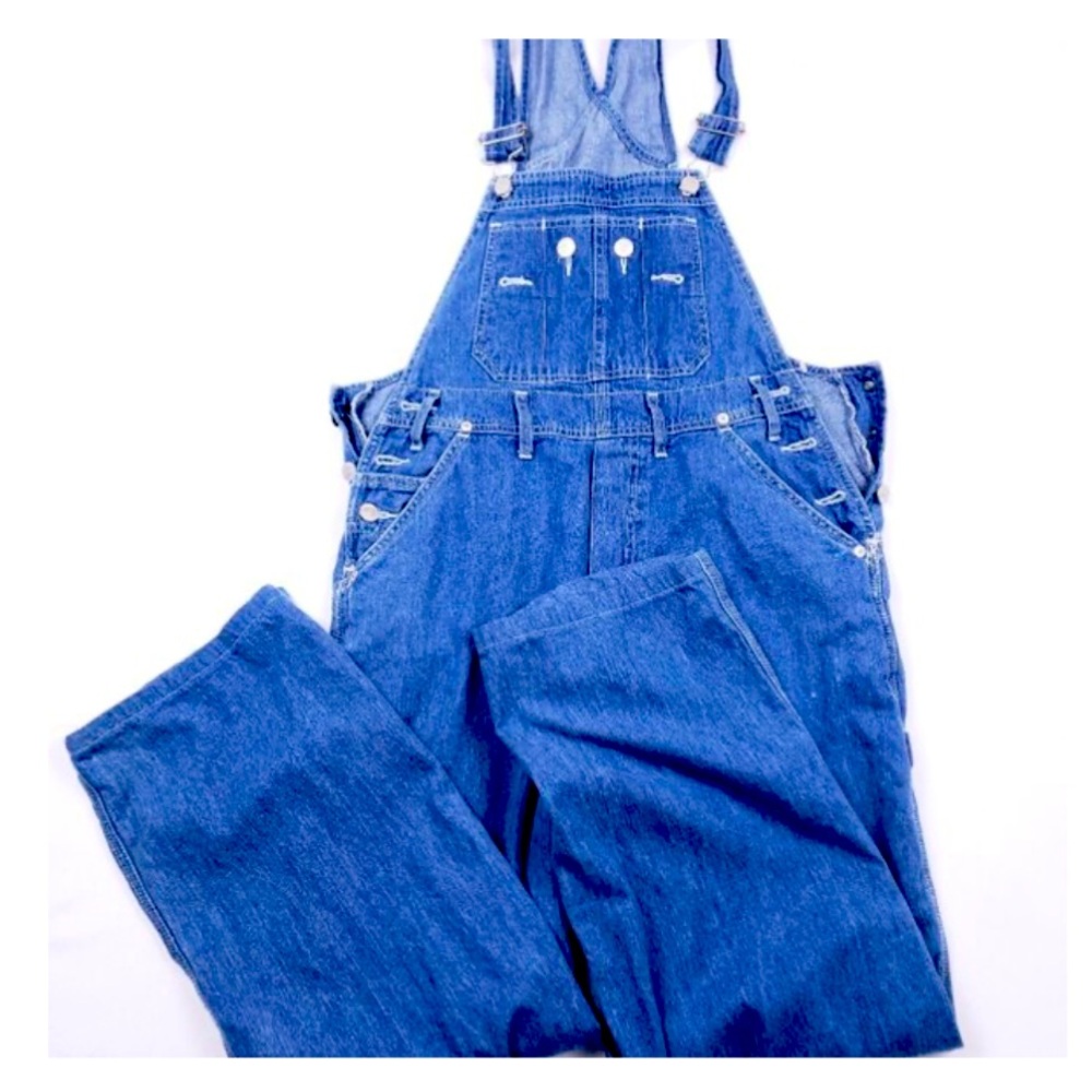 Old Navy Overalls Womens Medium Blue Denim Jean Straight Leg cotton
